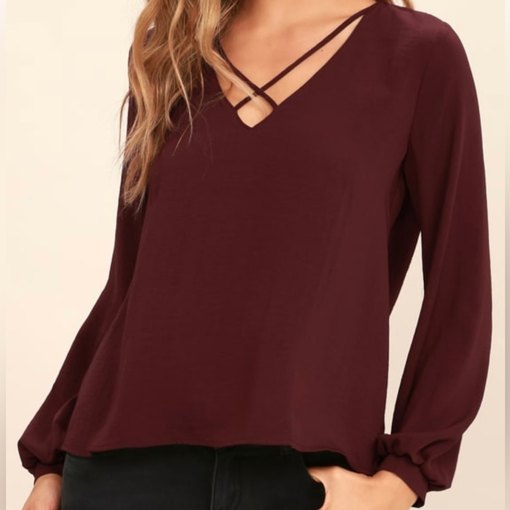 Big City Burgundy Long Sleeve Top - Lulus